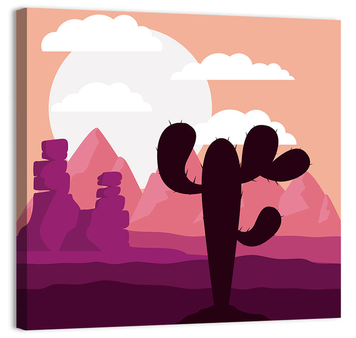 Saguaro Sunset Wall Art as a canvas print