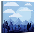 Blue Desert Cactus Illustration Wall Art