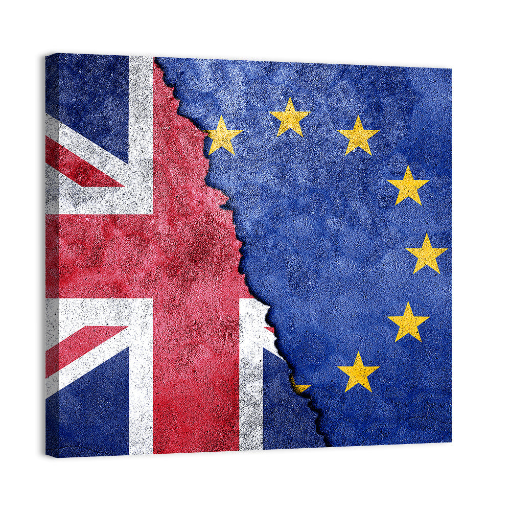Divided Union Jack and Eu Flag Wall Art