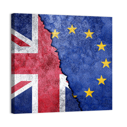 Divided Union Jack and Eu Flag Wall Art