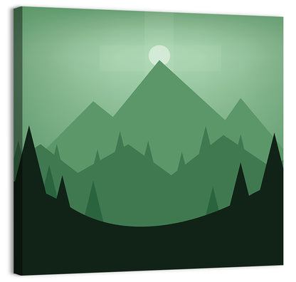 Geometric Mountain Sunset Illustration Wall Art