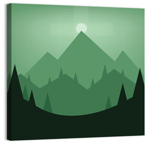 Mountains Sunset Illustration Wall Art