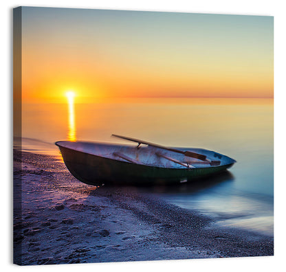 Rowboat Sunrise Seascape Wall Art