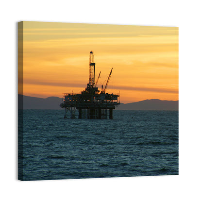 California Oil Rig at Sunset Wall Art