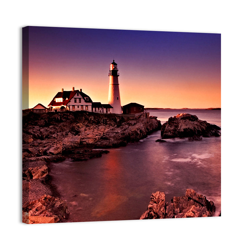 Portland Head Light at Dusk Wall Art