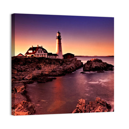 Portland Head Light at Dusk Wall Art