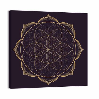 Golden Sacred Geometry Mandala Wall Art