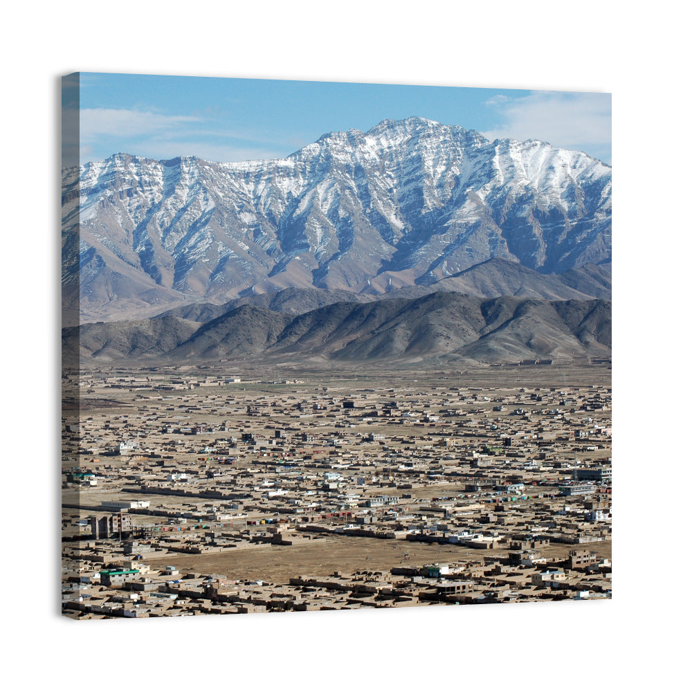 Kabul from Above with Snow-capped Mountains Wall Art