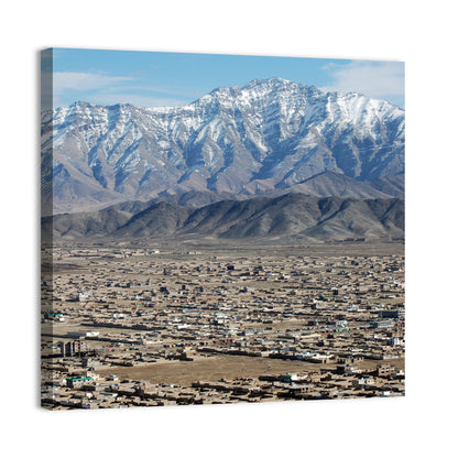 Kabul from Above with Snow-capped Mountains Wall Art