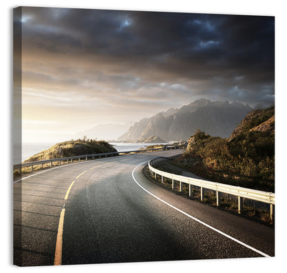 Golden Sunrise Coastal Road Wall Art