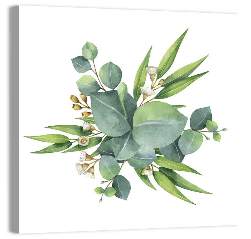 Green Floral Leaves Wall Art