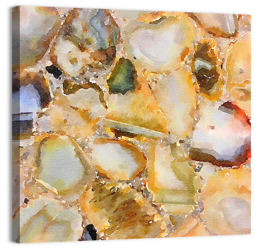 Golden Geode Mosaic Wall Art, canvas print, square