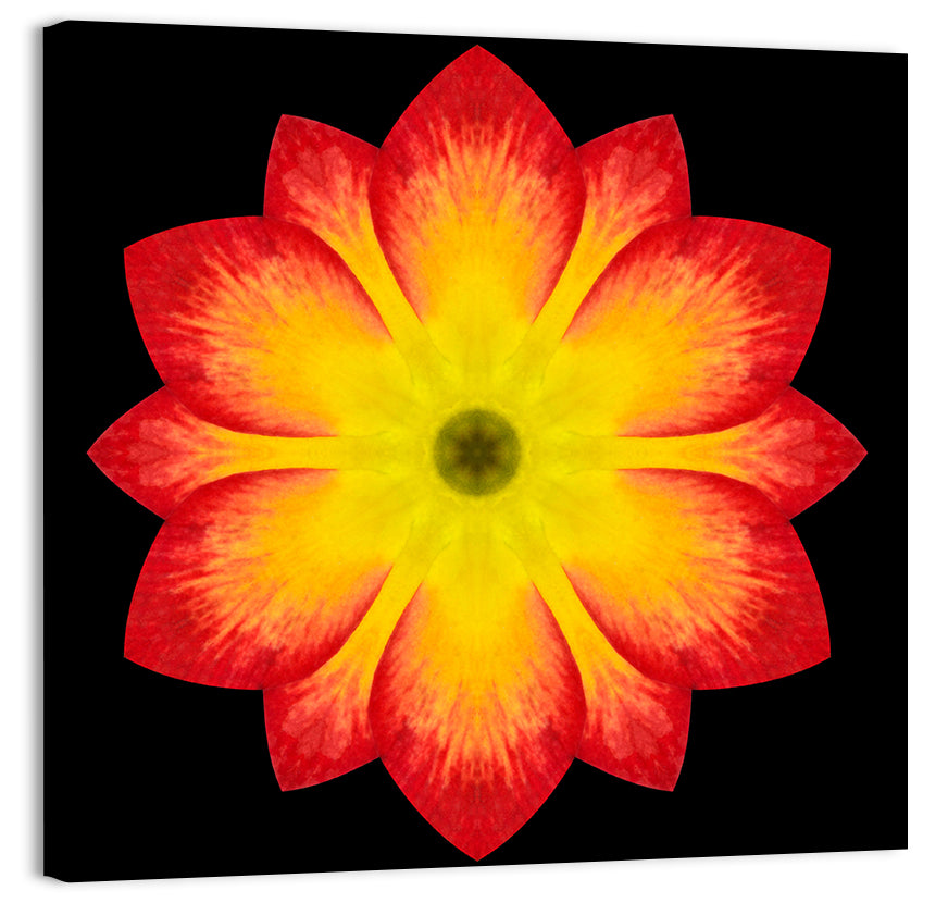 Red Yellow Mandala Flower Pattern Wall Art