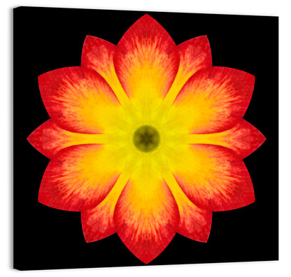 Red Yellow Mandala Flower Pattern Wall Art