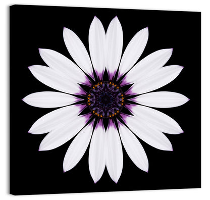 White Mandala Flower Wall Art