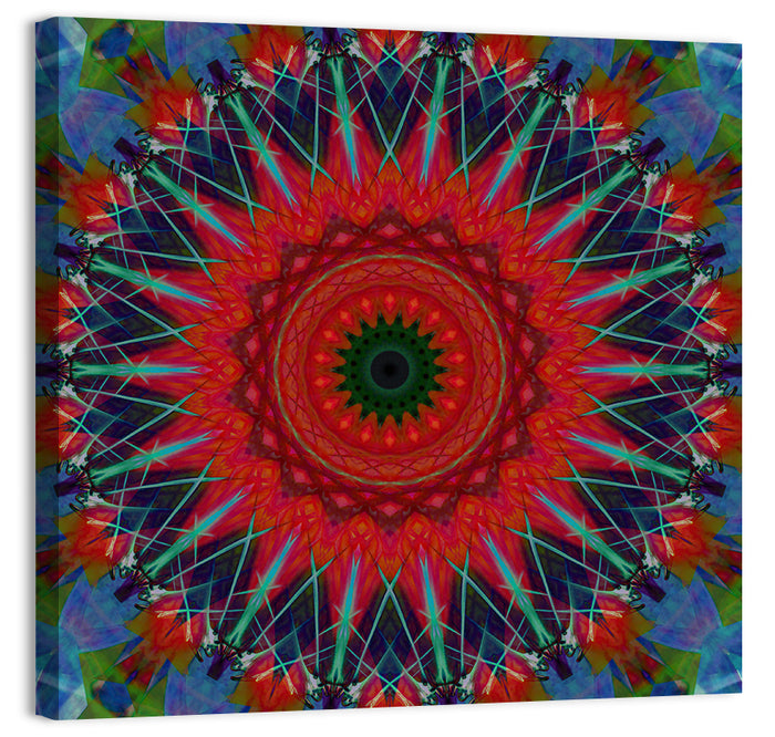 Lotus Blossom Starburst Mandala Wall Art as a canvas print