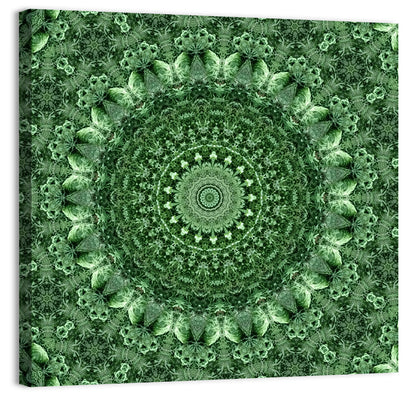 Green Botanical Kaleidoscope Mandala Wall Art