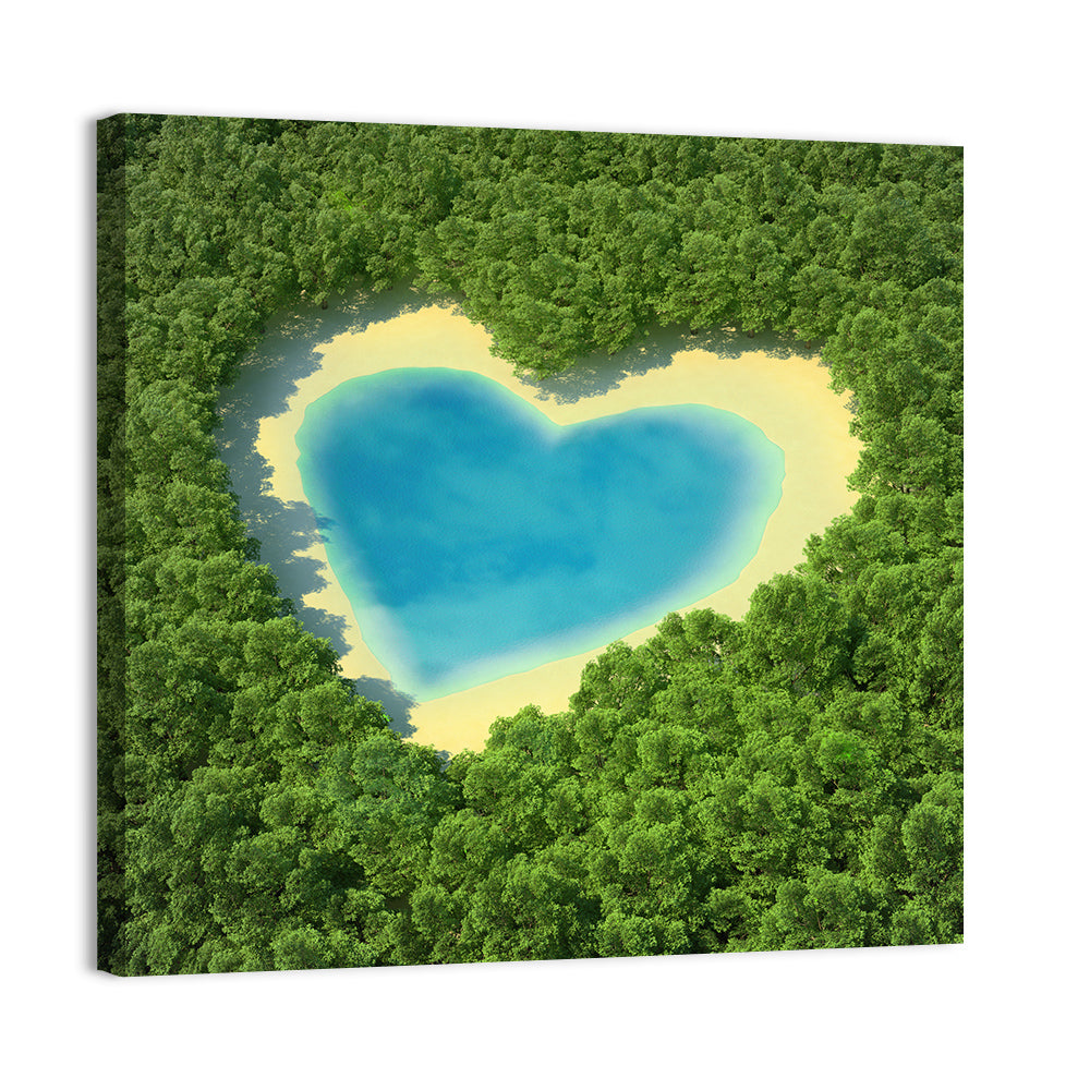 Heart-shaped Pond Aerial View Wall Art