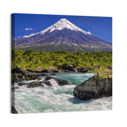 Osorno Volcano Over Petrohue Rapids Wall Art