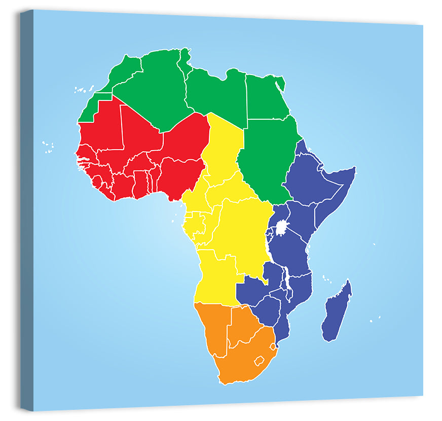 Color Coded Africa Map Wall Art