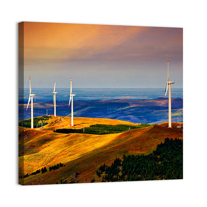 Golden Hour Wind Turbines Wall Art