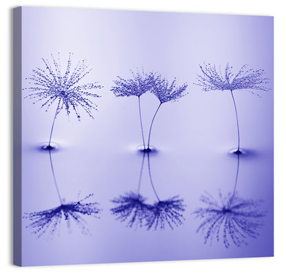 Blue Dandelion Seeds with Reflections Wall Art