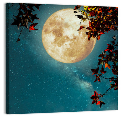 Autumn Moon with Milky Way Wall Art
