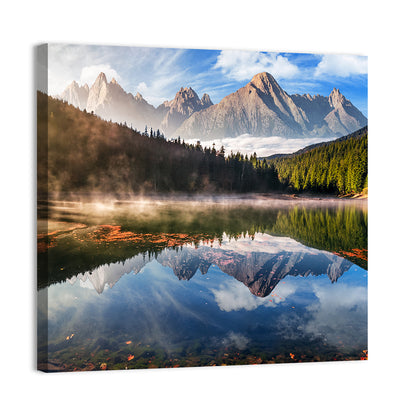 Morning Mist Mountain Lake Wall Art