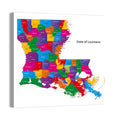 Colorful Louisiana Parish Map Wall Art