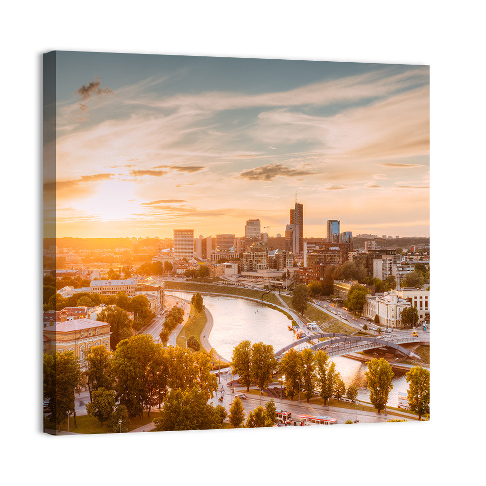 Vilnius Skyline at Golden Hour Wall Art
