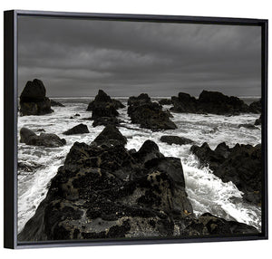 Rocky Beach Waves Wall Art