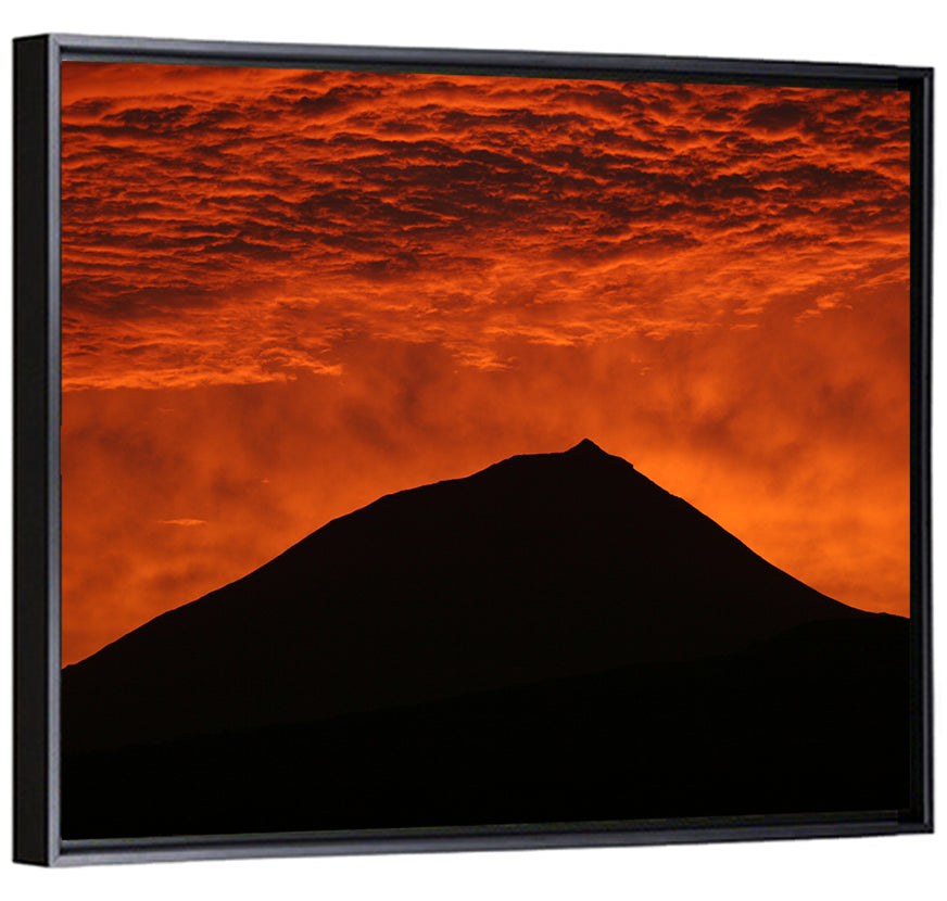 Pico Island Volcano Silhouette at Sunset Wall Art