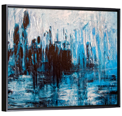 Rainy Abstract Skyline Reflection Wall Art