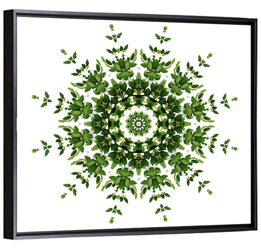Botanical Green Leaf Mandala Wall Art