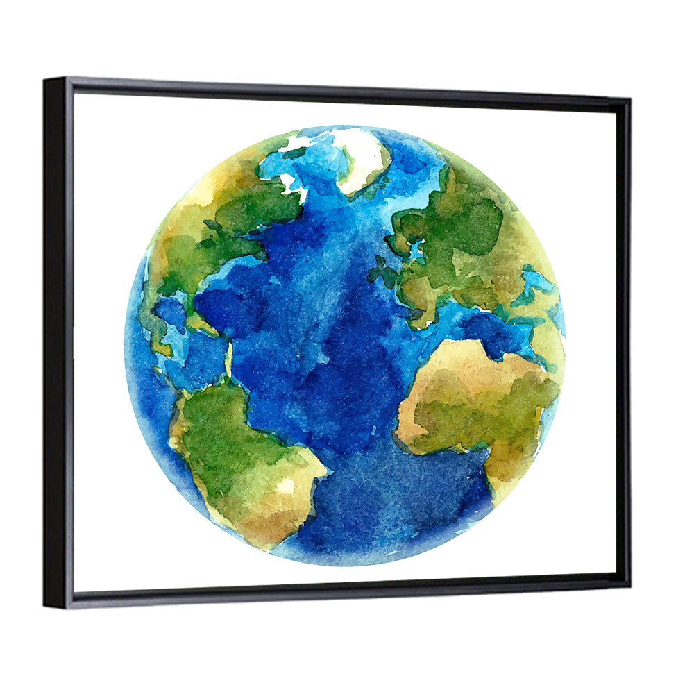 Watercolor Earth Globe Wall Art