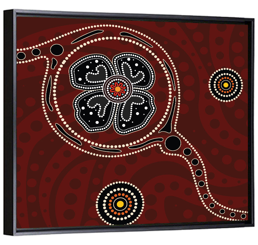 Aboriginal Dotted Poppy Floral Wall Art