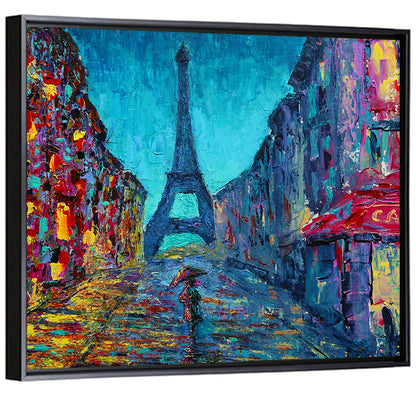 Rainy Paris Street with Eiffel Tower Wall Art