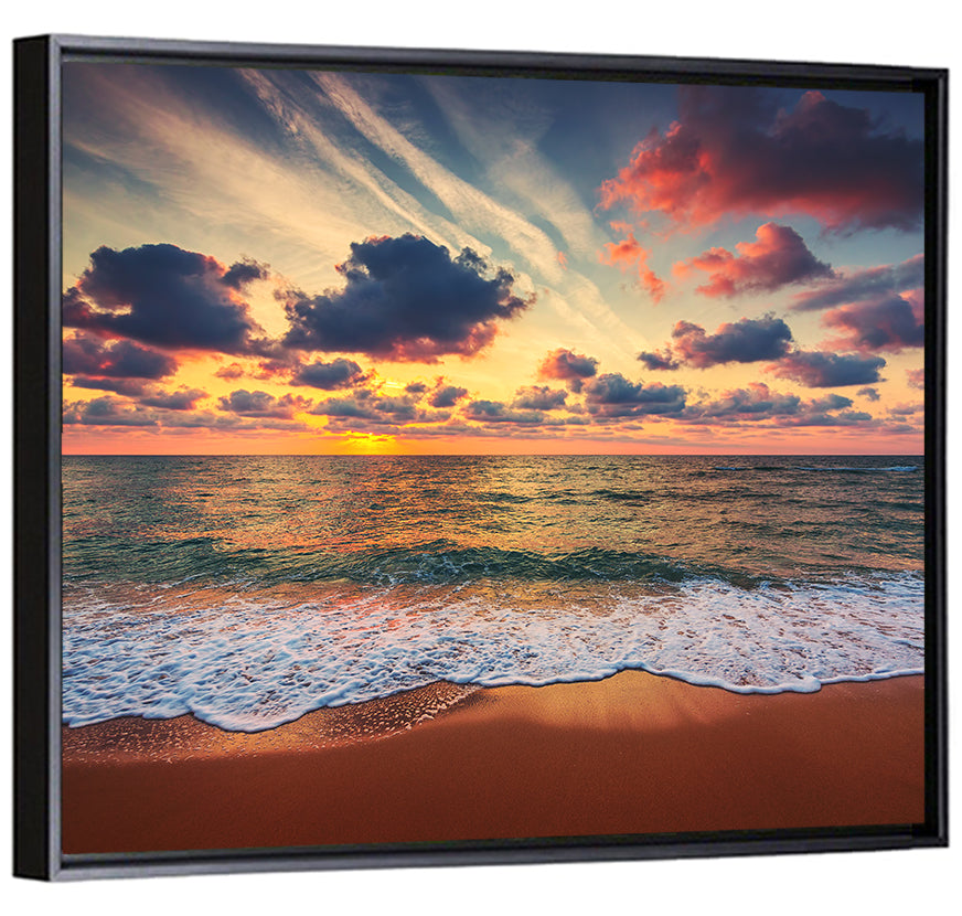 Cloudy Beach Sunrise Wall Art