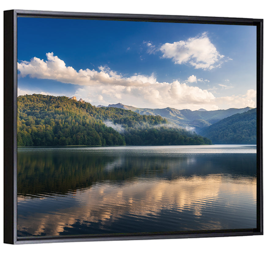 Golden Mist Mountain Lake Wall Art