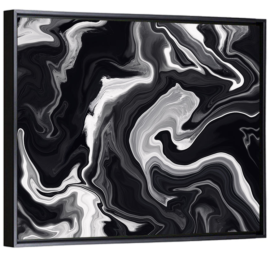 Flowing Black Marble Abstract Wall Art