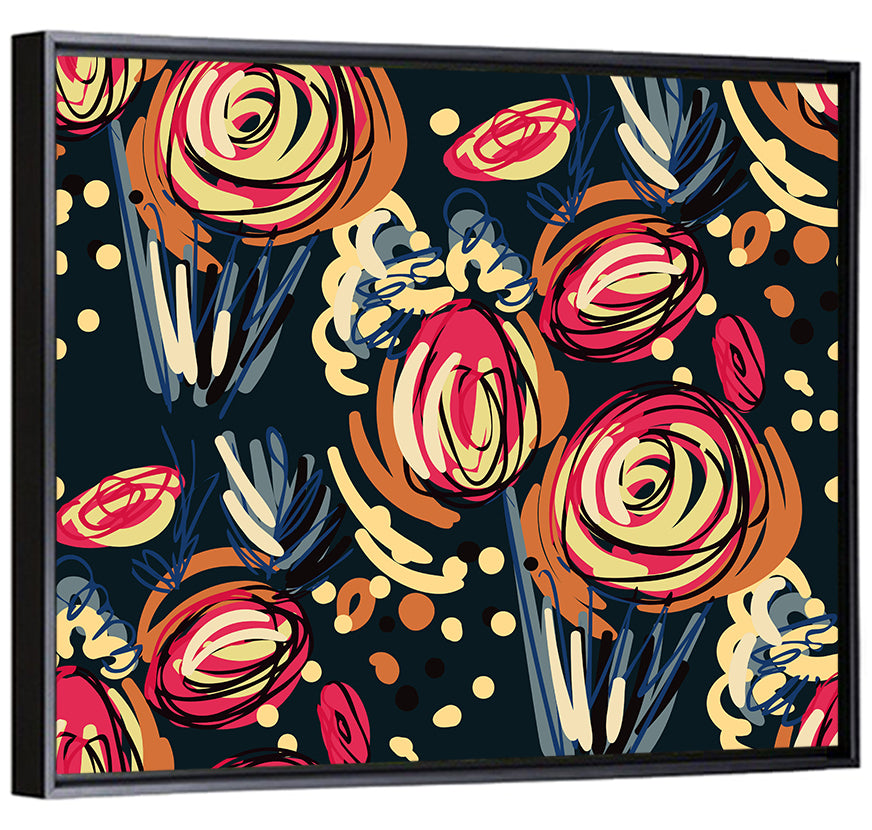 Colorful Scribbled Floral Pattern Wall Art
