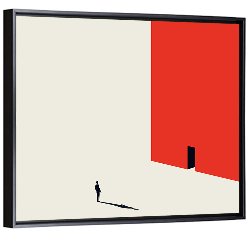 Solitary Figure with Red Door Wall Art