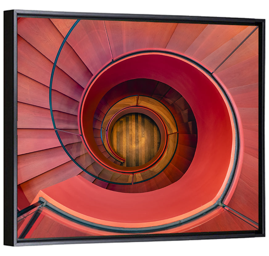 Red Spiral Staircase Wall Art