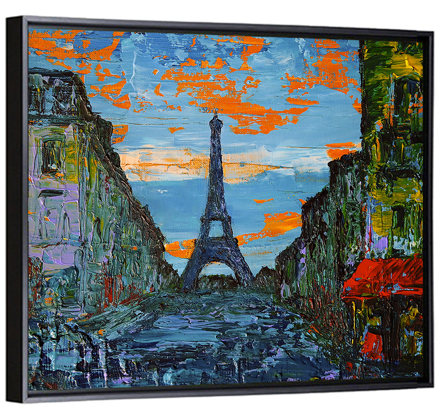 Paris Dusk Street, Eiffel Tower Wall Art