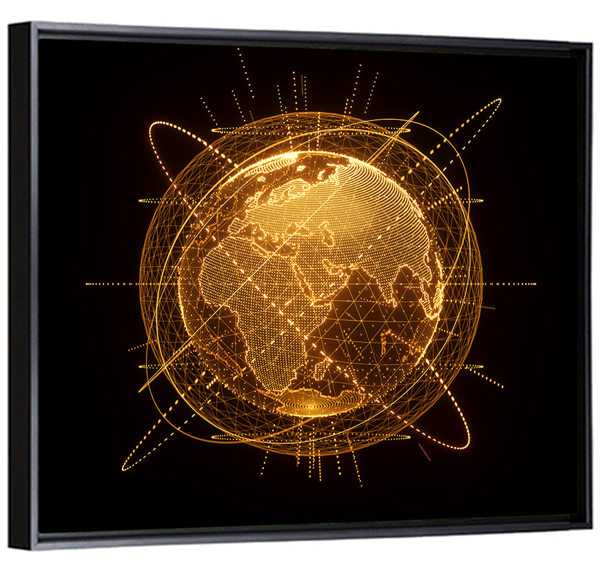 Golden Hologram Globe Wall Art
