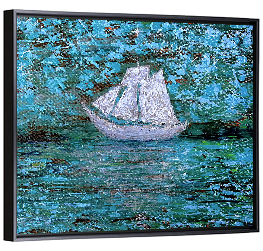 White Sailboat Reflection Wall Art