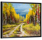 Autumn Birch Path with Two Birds Wall Art