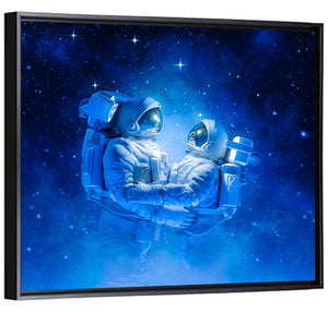 Astronaut Couple in Space Wall Art