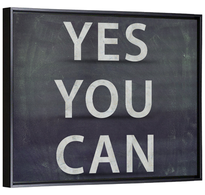 Yes You Can Chalkboard Typography Wall Art