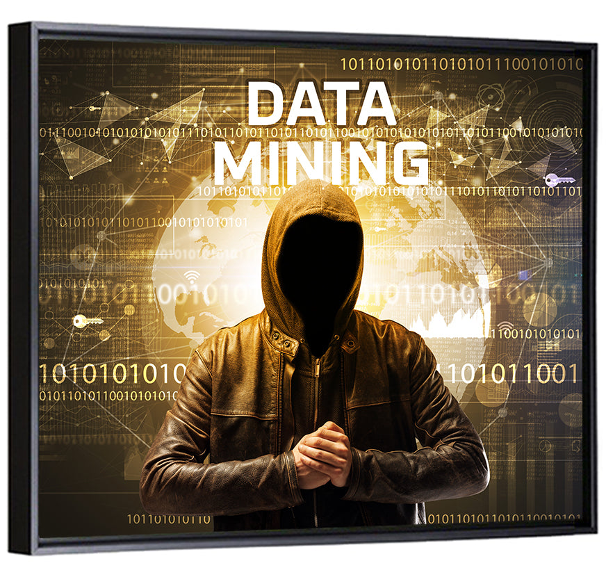 Hooded Hacker Data Mining Concept Wall Art